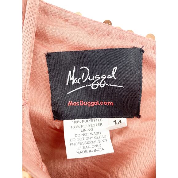 MAC DUGGAL Dress Size 14 Evening Gown Sequin Copper One Shoulder Metallic - Picture 4 of 9